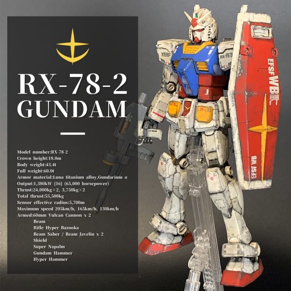 RX-78-2 ガンダム 成形色ウェザリング GUNDAM MG 1/100 Ver.3.0｜ろく 