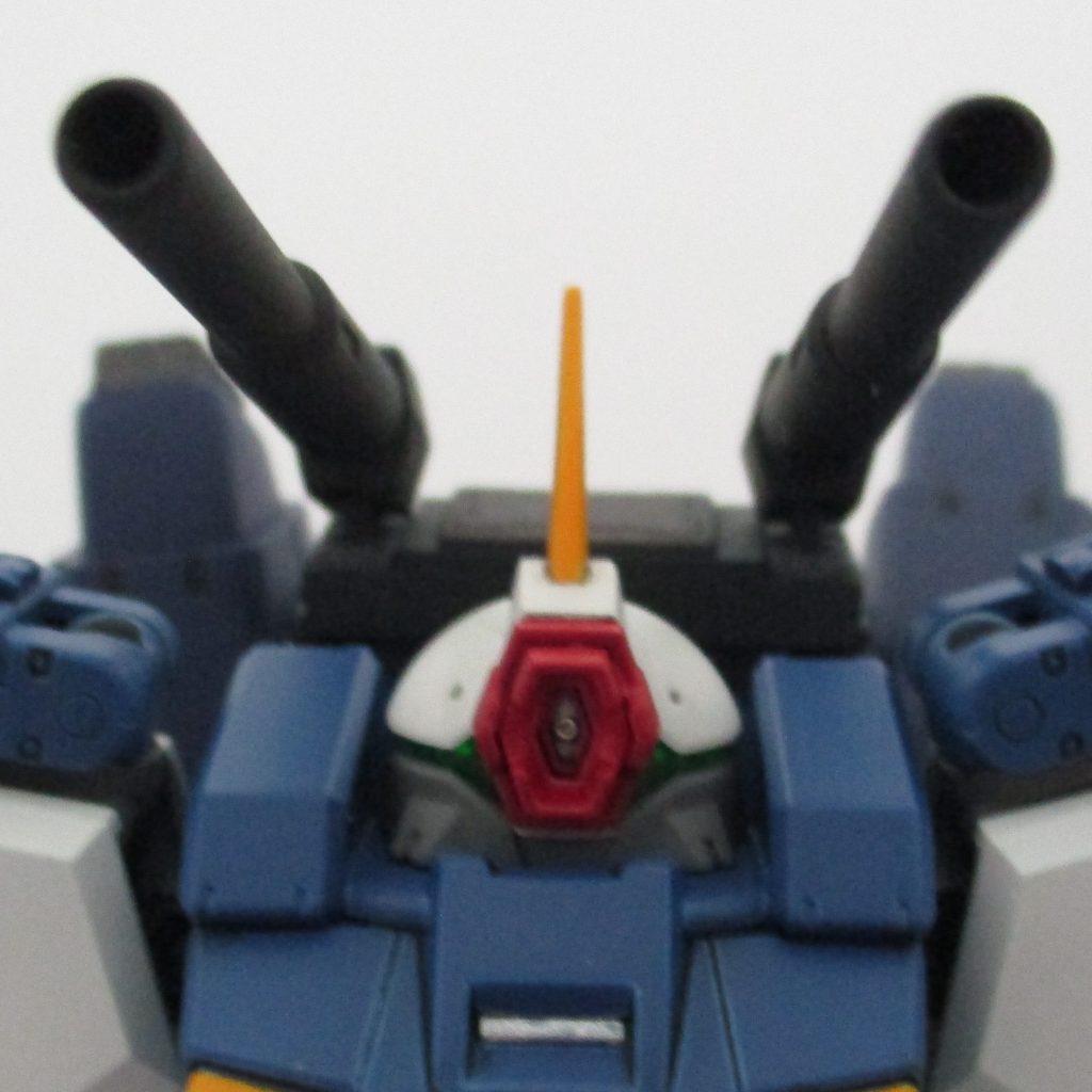 最後に背部ビームキャノンと、額で輝く例のアレ。キャノンがバーディングから、ハイメガキャノンはビルダーズパーツです。以上ダブルゼータっぽいデミバーディングでした。デミ系の足首が小さくて、重いバックパックもあってMS形態ですぐ転びそうになります。