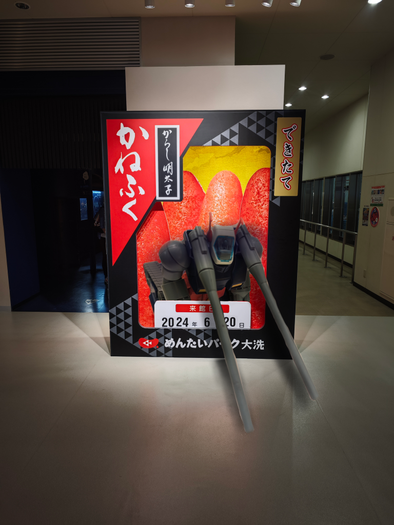 次の行き先が「めんたいパーク」と知り露骨にへこむガンタンク君…ごめんよ…むしろこっちがメインでガルパンショップはここから近かったから寄っただけだったんだ…しかもひそかに楽しみにしてた「鬼盛り明太丼」は売り切れという…