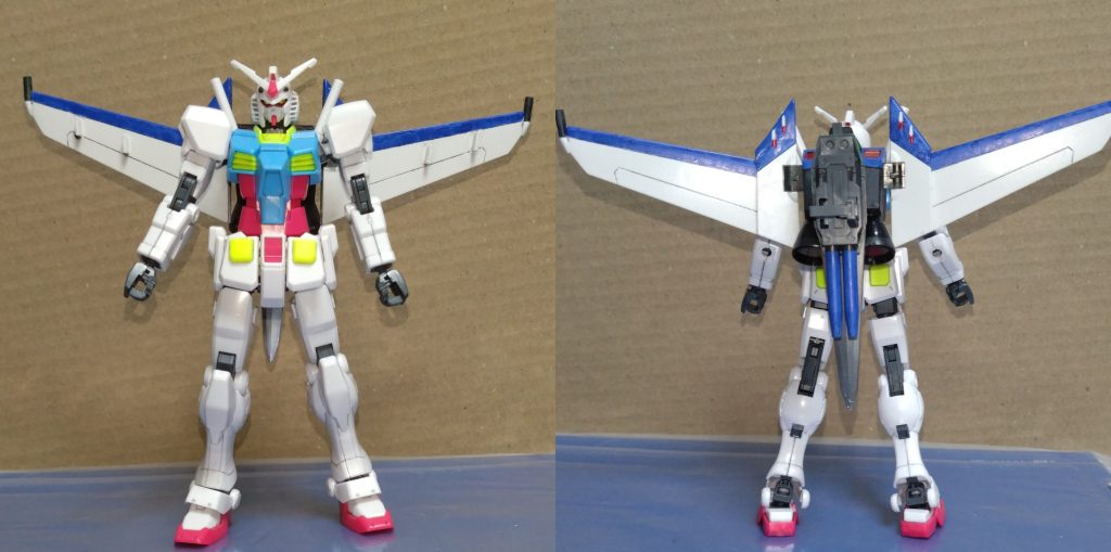 合体した瞬間、空を駆け抜ける高い機動力を持つガンダムに……。ガンダムスカイファイターGBN-ベースガンダムとスカイストライカーが合体したことで、超高速戦闘に特化したMSになった形態。空中戦での高速戦闘を得意とするが、宇宙での戦闘にも優れている。武装も本来装備しているモノより多くなったが、スピードばかり重視したことで火力が全くと言っていい程無い。あるとしても、二連ビームライフルのチャージショットぐらいである。でも、性能はRX-78-2よりも向上した機体なので火力は気にしなくても十分に戦えるかもしれない…。パイロットはあの有名なパイロット……の人工知能。クロスボーンの『アマクサ』みたいに戦闘データを与えたバイオ脳……と考えましたが、ここは人それぞれの考えやご想像にお任せします。アムロ本人でも良いですし、人工知能でも良いです。