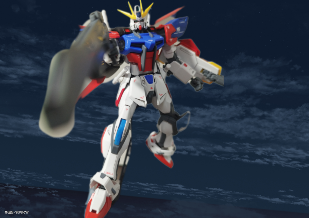 ビームライフルがデカいので狙い撃つとピントがボヤけますが、なんか勢いある感じに写りますね。