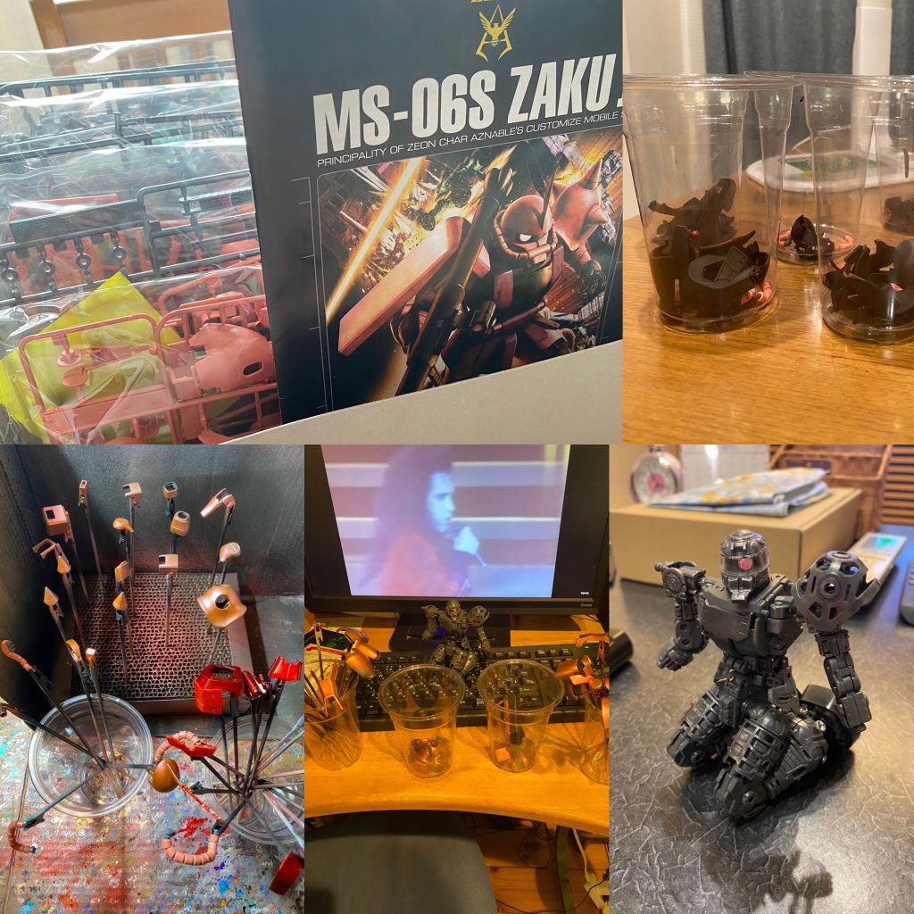 さすがマスターグレード、部品がとても多かったです。黒サフから表面仕上げしてメタリック塗装しました。