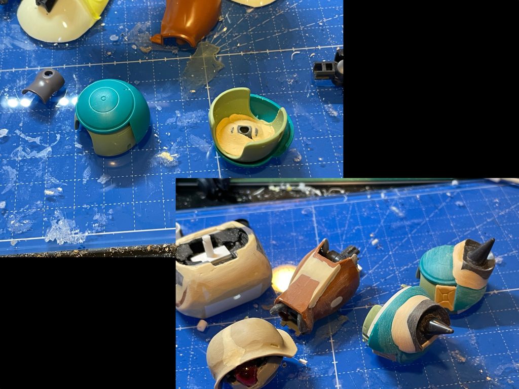 余ったザクとかマンロディのパーツとか.ボディはほぼエポパテです.