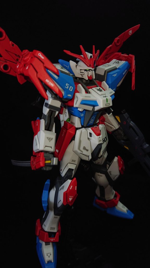 頭部 :ウイングガンダムゼロ炎胴体 :ビルドストライクエクシードギャラクシー腰部 :ストライク肩 :ビルドストライクエクシードギャラクシー腕部 :ビルドストライクエクシードギャラクシー脚部 :ストライクバックパック:ビルドストライクエクシードギャラクシー武装 :ビームライフル(ウィンダム) 忍刀(30MM)