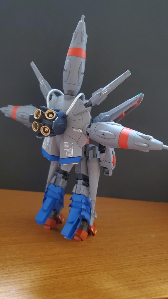 機体設定:上記のドラグーンの運用のため、ドラグーン一基ずつの射撃性能の高さ・長時間の継続戦闘能力・高い帰還率を達成する必要がある。そのため、プロヴィデンスに比べドラグーンが大型化している。また、ドラグーン搭載数もプロヴィデンスより少ないものの、砲門の数はプロヴィデンスはおろかその後継機のレジェンドよりも多い。プロヴィデンス 11基 砲門数43門レジェンド 10基 砲門数26門ヴィシュヌ 7基 砲門数52門腹部には大口径のビーム砲を装備している。