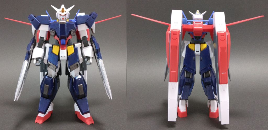 AGE-1本体はつや消し、アーマーは光沢にしてみました。もともとアーマーはメッキ加工を依頼しようかと思っていたのですが、積んでいたうちにきらきら工房さんが閉業してしまっていました(gundam-kao4)