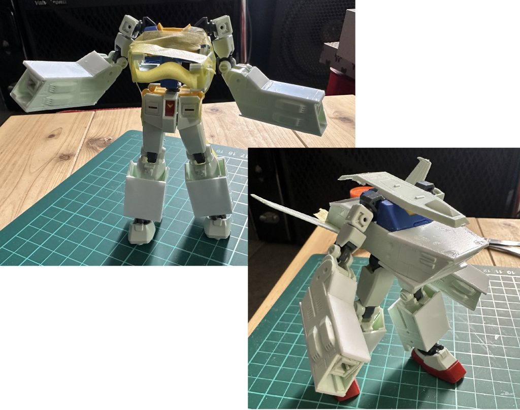 なんか、バランスが・・・ガンダムもどき?だったら、腰のパーツ省いてしまえ!!