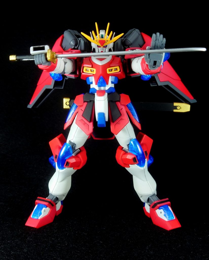 【三輝一文字】刀自体のデザインはカミキバーニングと変わらずですね。以前も塗分けと持たせた時の塗装の剥げに苦心していました。刀に限らず剥げに関しては割り切り後でリタッチすれば良いと思う事に。