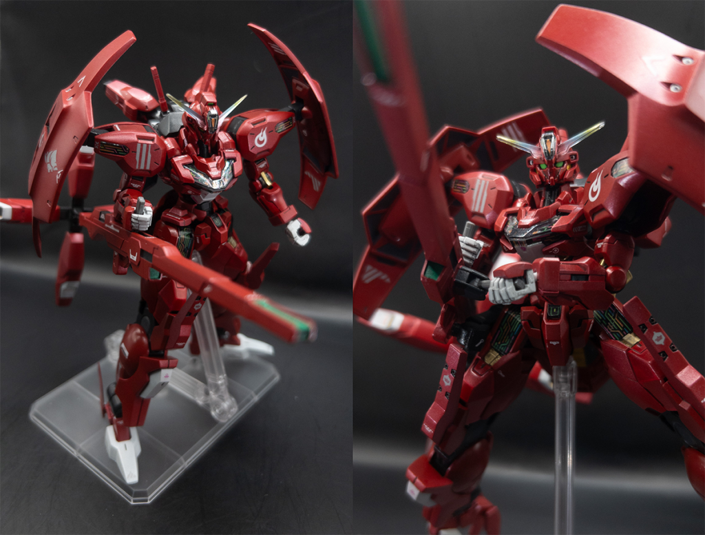 正面にバリアブルロッドを添えて腕部は肩とハンドパーツのみダリルバルデ、その他をキャリバーン問題なく両手持ちも決まります