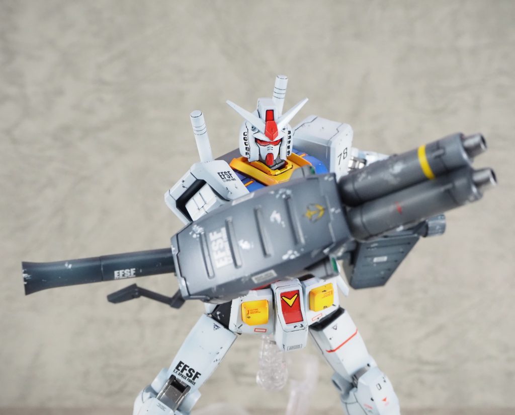 今回は撮影しておりませんが、ガンキャノンよろしく背部ビームキャノンにもなるものであるため、径も大きく長めで迫力があります。