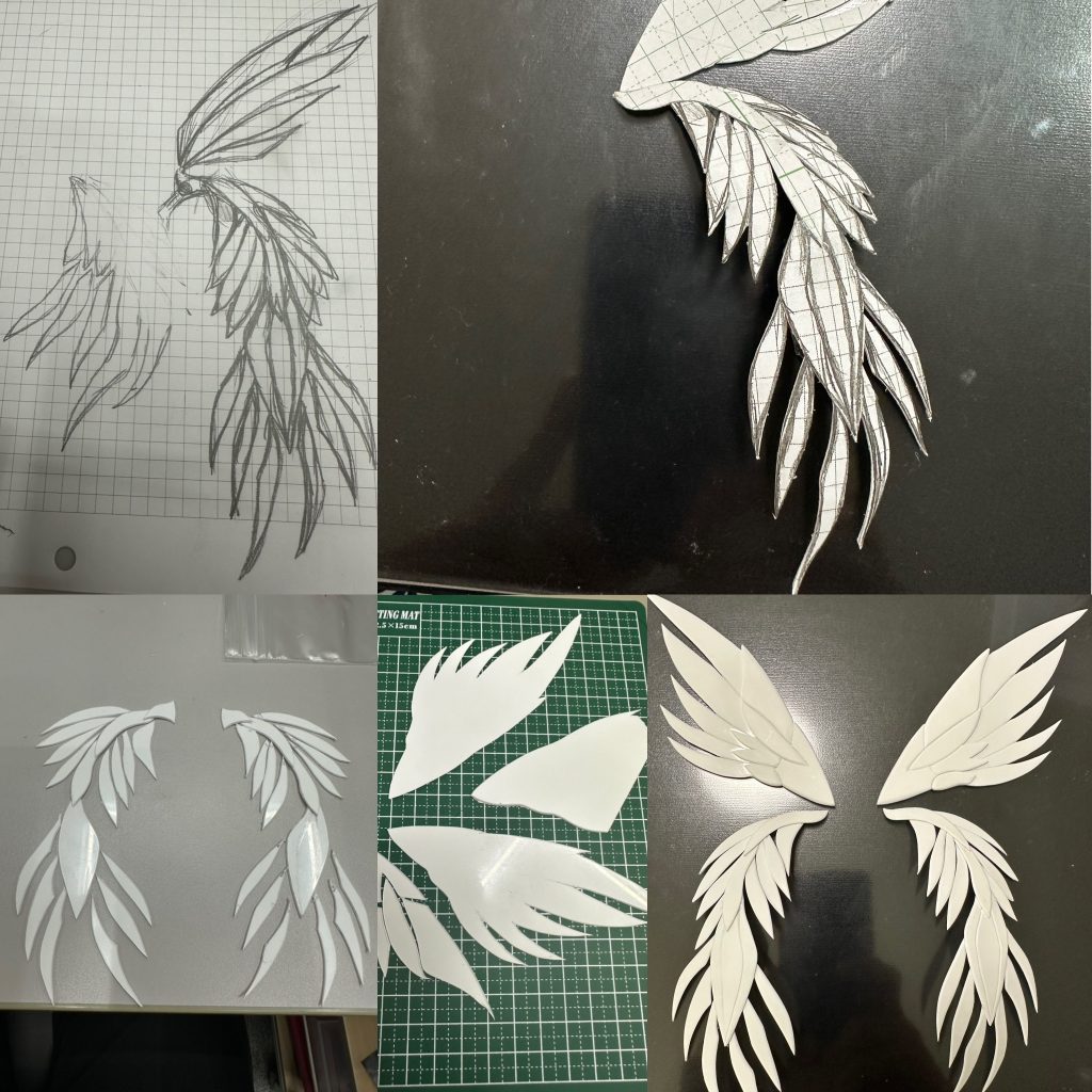 羽根は方眼紙からしっかりサイズ確認し設計してます