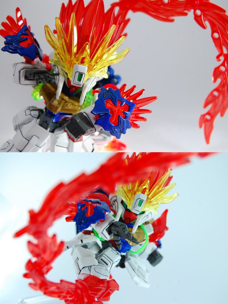 　炎のイメージは元のシャイニングと同じく歌舞伎から、長い髪をぶるんぶるん振り回すパフォーマンスの「毛振り」をモチーフにしました。元々が見せ場で行う派手な動きなので、炎を振り回すのは演出のつけ甲斐があり、毛振り一つをモチーフとしてもっと掘り下げても面白そうだと感じました。