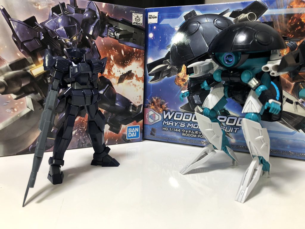 ミキシングに使用した二体。<解説や感想>デカさといい特異な形状といいウォドムポッドをミキシングに組み込むの大変過ぎました・・・。カラーリングは騎士風にしようとリューナイトを参考にしたのですがちょっと微妙かな?素直にナイトガンダム系にしておけば良かったかも…。ただまあ全体のシルエットはまとまったし取り回しが良さそうな膝ビームサーベルとかは結構気に入っています。