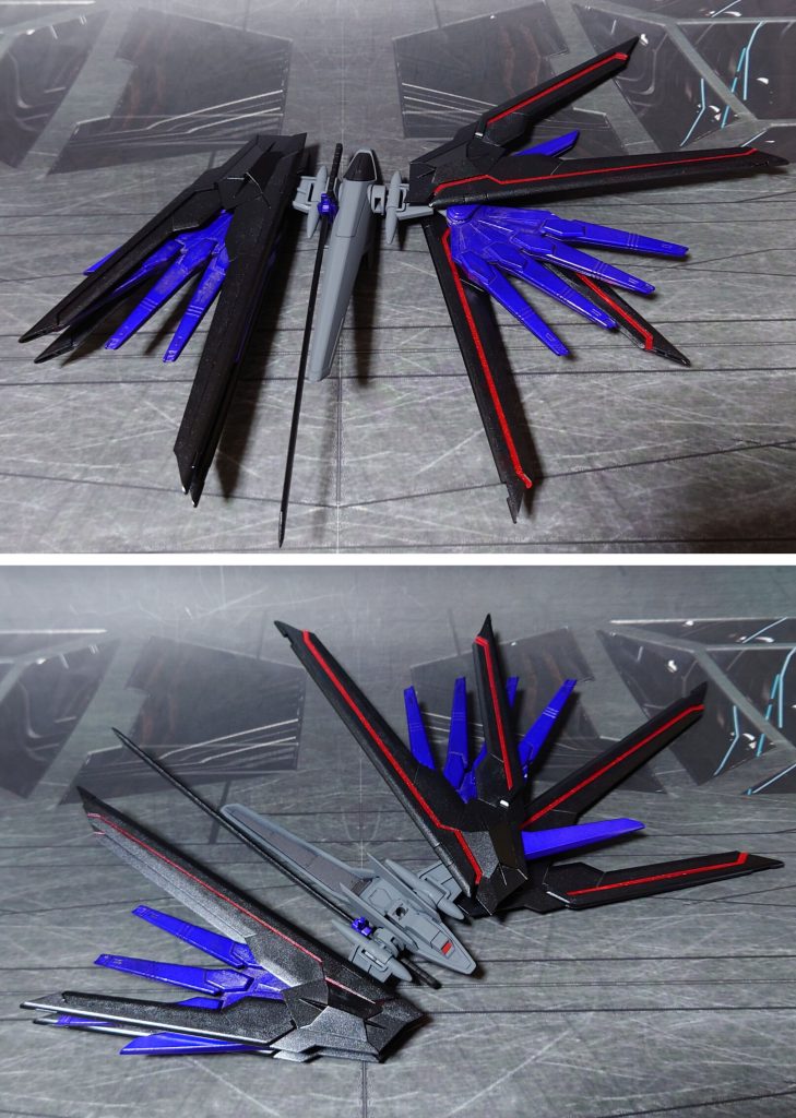 プラウドディフェンダー部分の表裏。翼の紫については、トラブルにより塗装失敗、色を剥がして塗り直しましたが、これ以上の改善は無さそうなので強行。いずれ、部品注文で取り寄せて修正するかもしれませんが、まあこれはこれで……の精神でも良いかと。