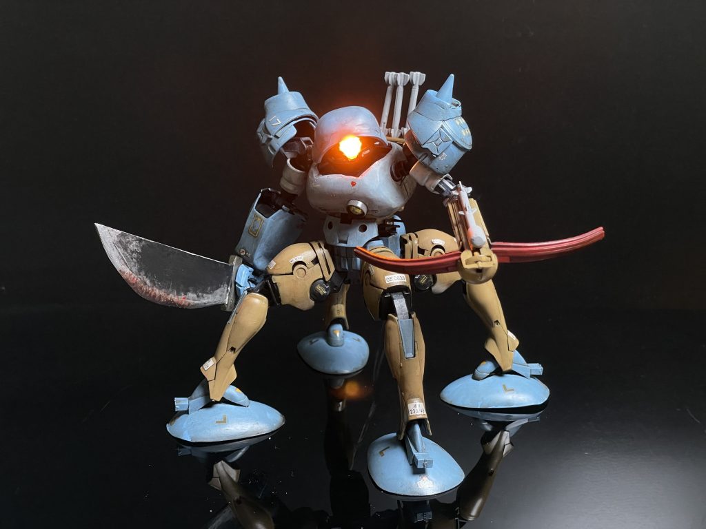 ガンダムビルドダイバーズ Re:RISEに出てくるエルドラブルートを改造しました.リアルにもしキラーマシンが居たらどんな感じになるかと考えながら作ってみました.イメージ的にはMGキラーマシン(笑).ちゃんと右手には剣と,左手に弓(笑).