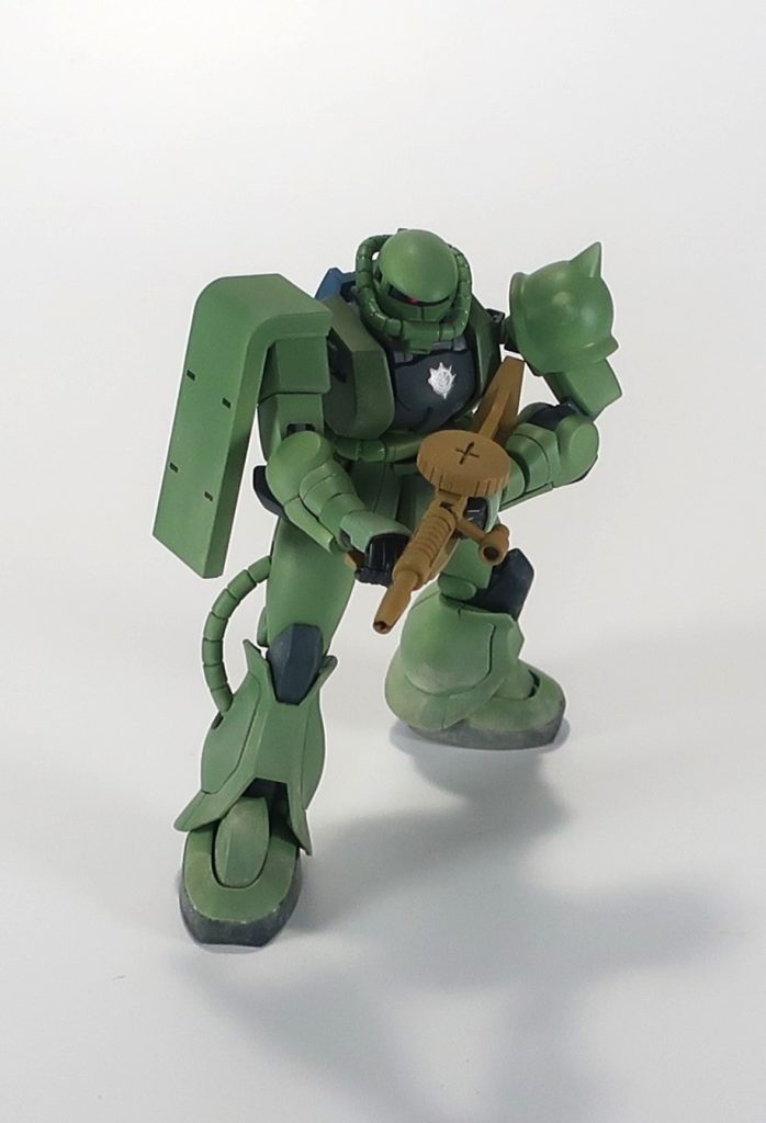 本機とその僚機は敗走するジオン軍の殿を務め、連邦軍部隊の追撃をよく食い止めた。その甲斐あって、部隊は無事にシャトル打ち上げ基地に辿り着くことができた。そして、本機のパイロットも無事、シャトルに乗り込んでいる。