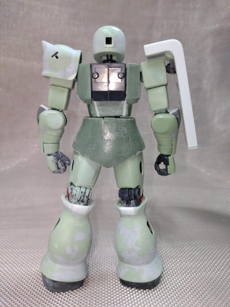 腰周り軟質素材の方を瞬着で固定腹部2㎜幅増し膝二重関節の脛側固定スジ彫り埋め