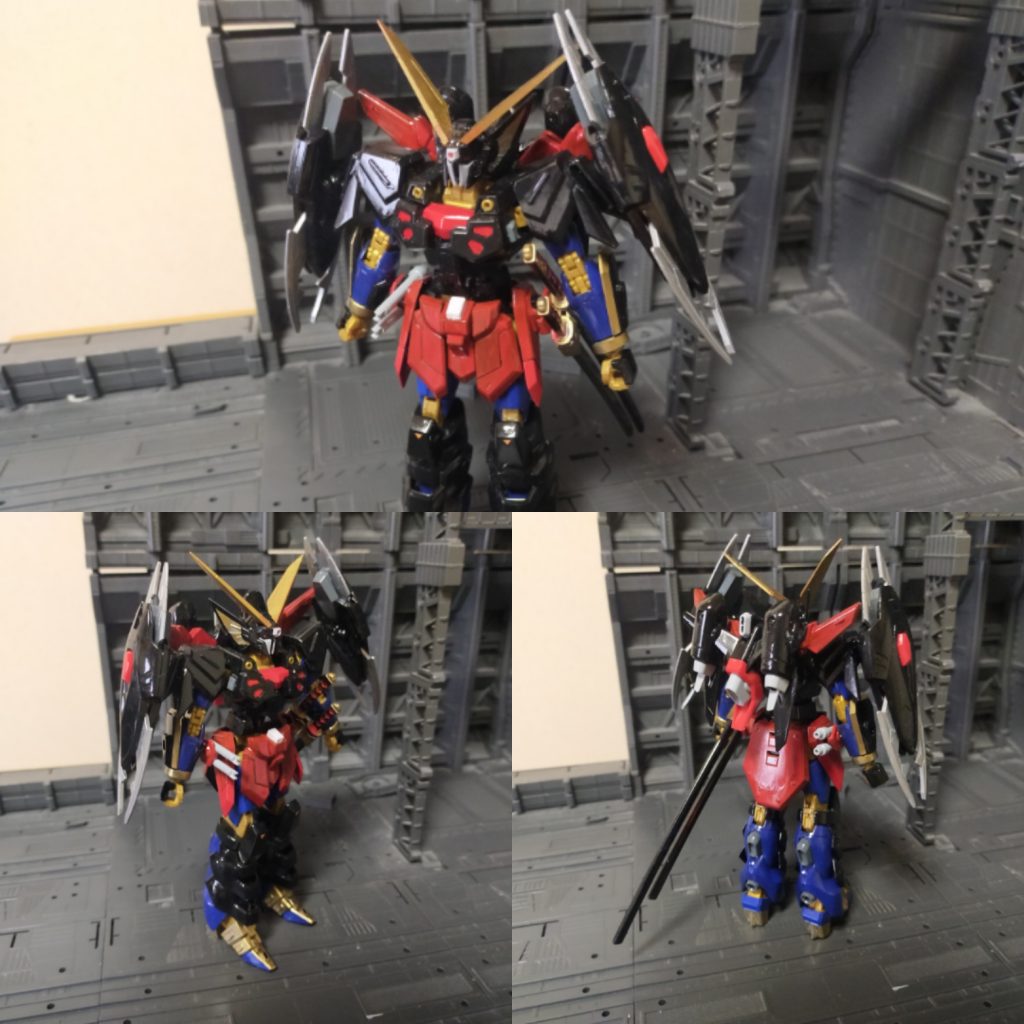 肩部パーツを加工。もう1基シールドを購入して2基装着。カラーモチーフは日光東照宮蔵の徳川家康の南蛮胴具足。具足の中にインナー着込んでいるイメージ。足先は草履イメージ。