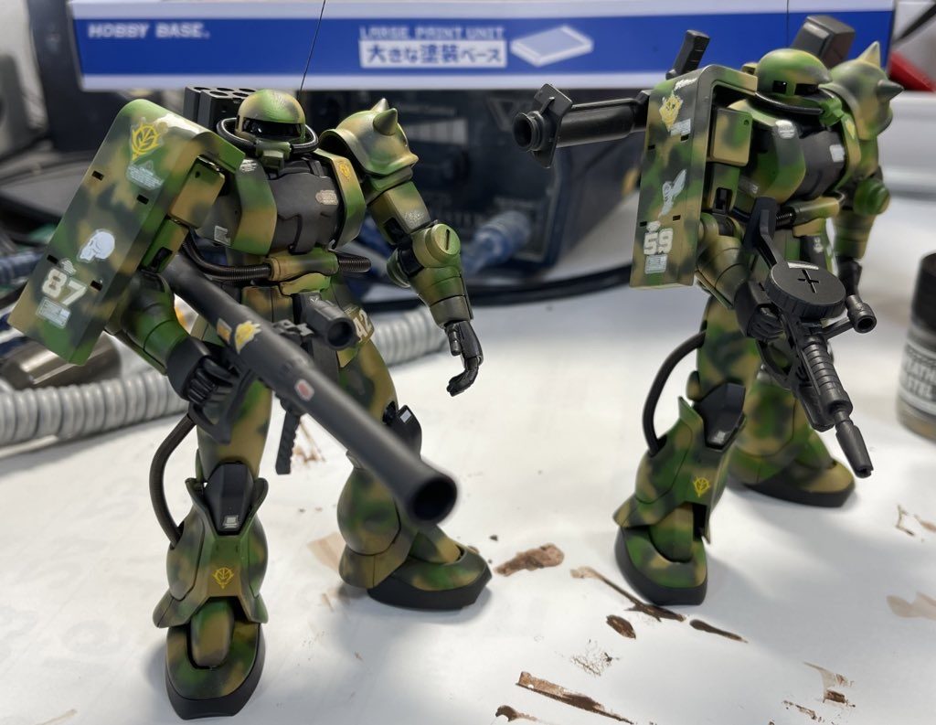 ウェザリング途中写真、ジャブローでのジャングル戦での汚れた感じを(^^)