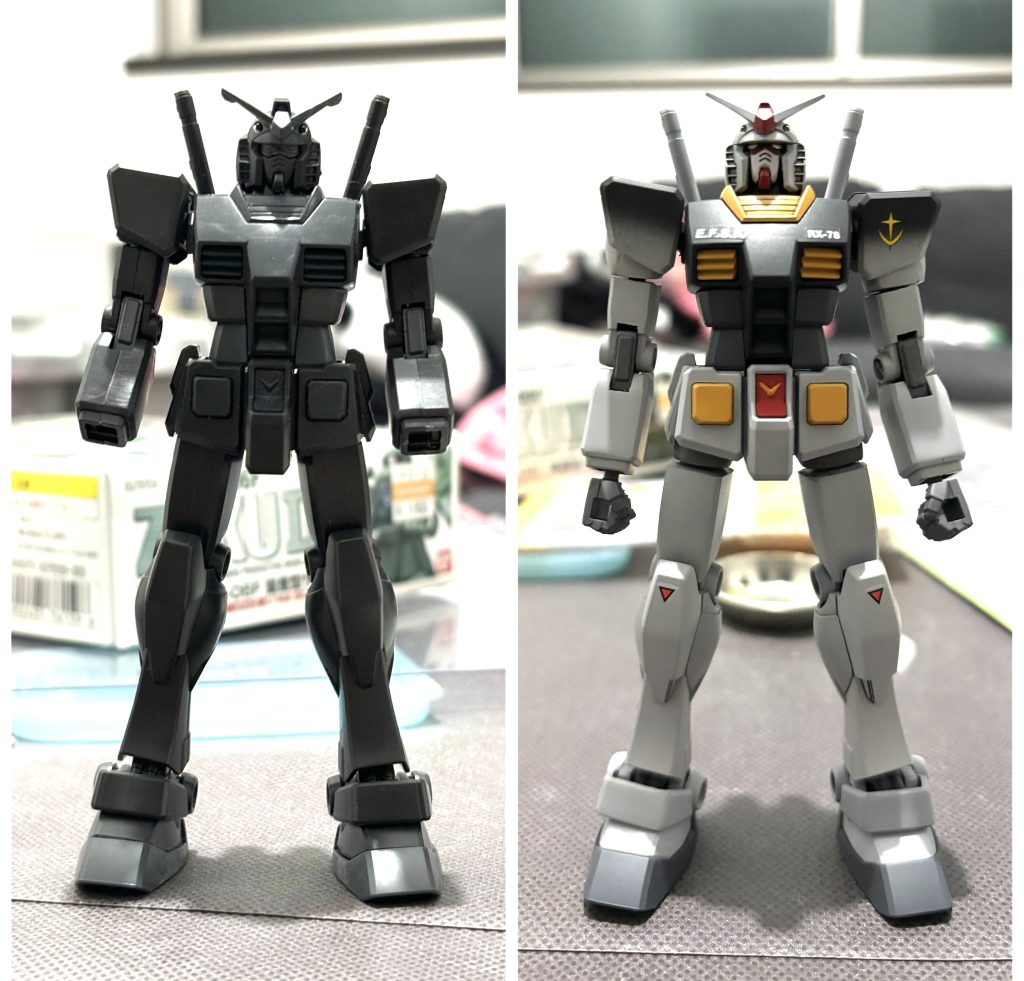 素組みと比較。延長したので腕と足が伸びていますね。