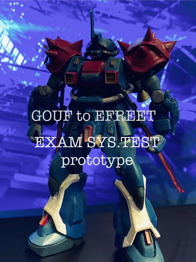 GOUF to EFREET EXAM.SYS.TEST prototype