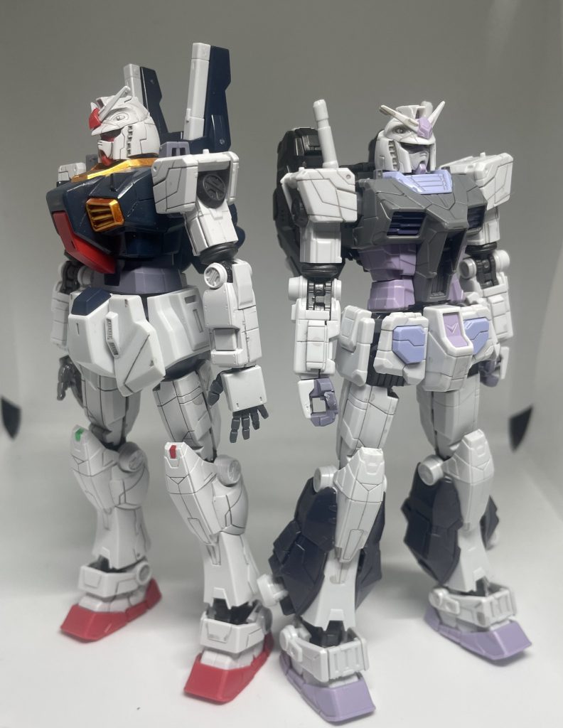 横浜高機動ガンダムの部品も使わせて貰いました。 パチ組みをしたまま放置していた3体を引っ張り出して遊んでいるうちにミキシングしたらカッコ良かったので簡単に墨入れだけを済まして投稿しました。 構想30分、組み立て(ミキシング)5分の作品でした。