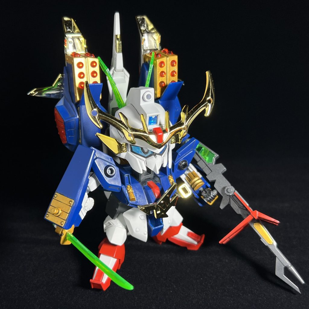 ▲フル装備爆空弾を展開!(実際に使ったことありましたっけ?)レジンを盛ったデコシールでミサイル部分を表現しています。首の加工のおかげで少し上を向くことができます。