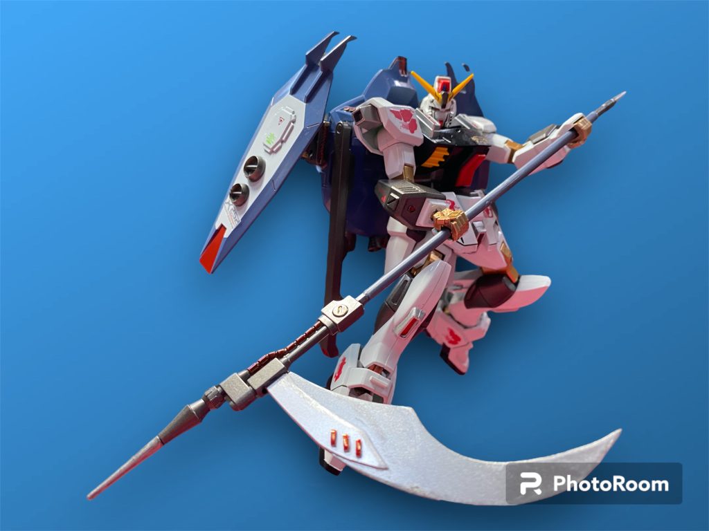 鎌の刃がそのままだと小さく感じたのでプラ板でスクラッチしてます