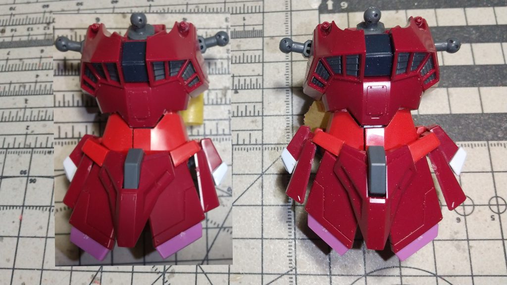 腰のボールジョイント周辺をカットして、腹部を埋没化しました