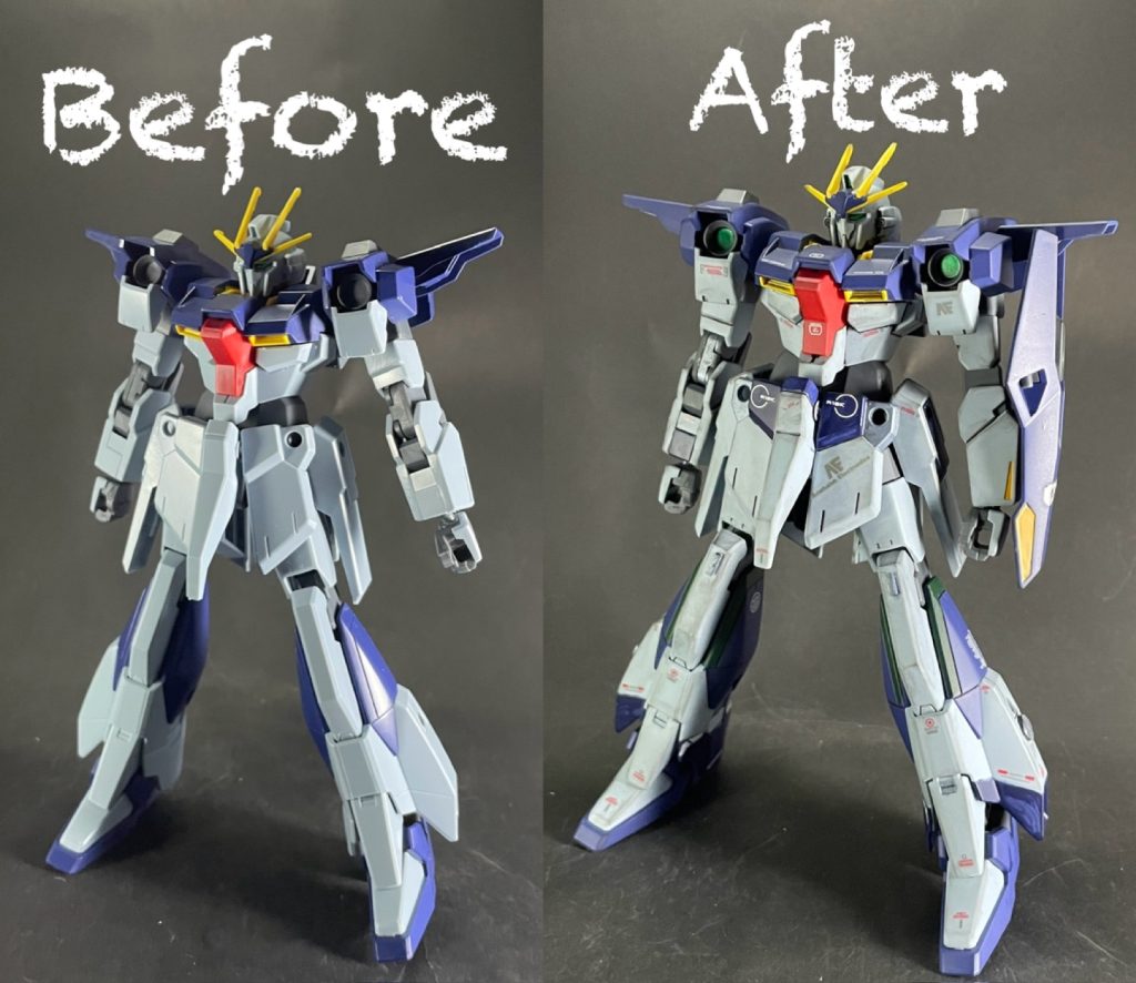 素組みとのビフォーアフター！ノーエアブラシでも、そこそこクオリティは上がったと思います♪