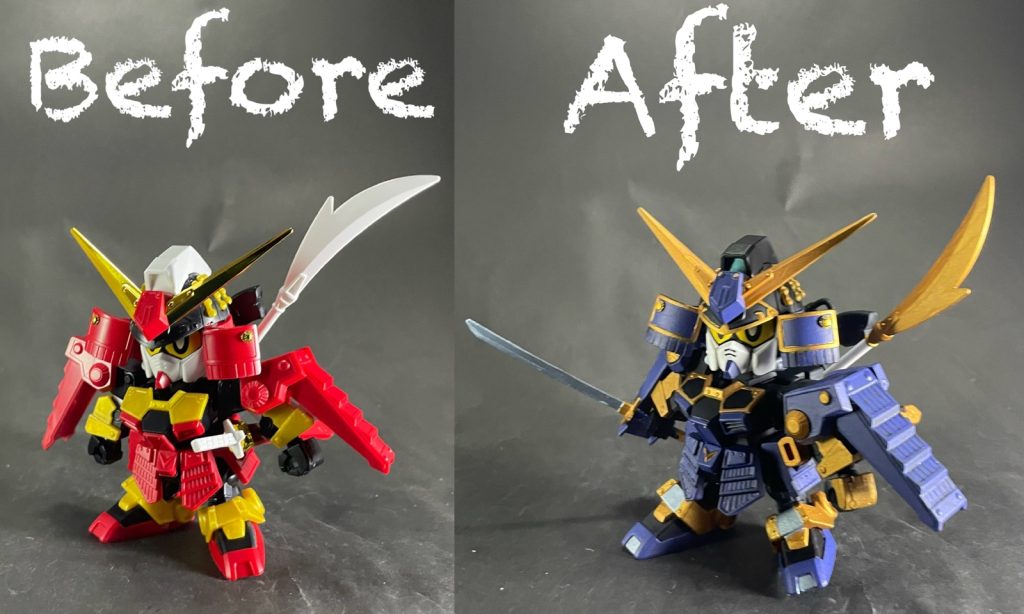 素組みとのビフォーアフター！色を変えるだけでかなり印象変わったと思います♪