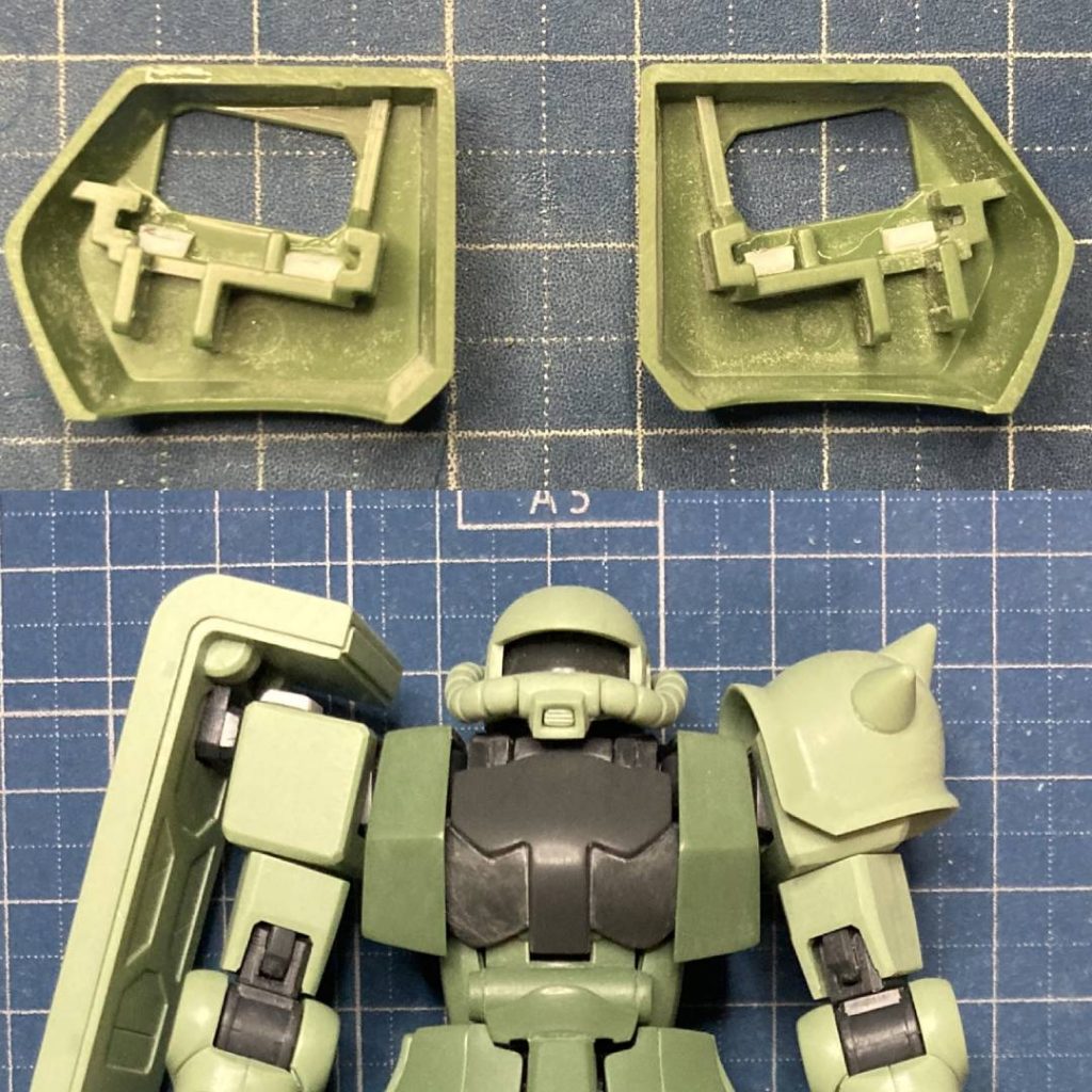 胸部:内側にプラ板を仕込んで胸郭を広げました。