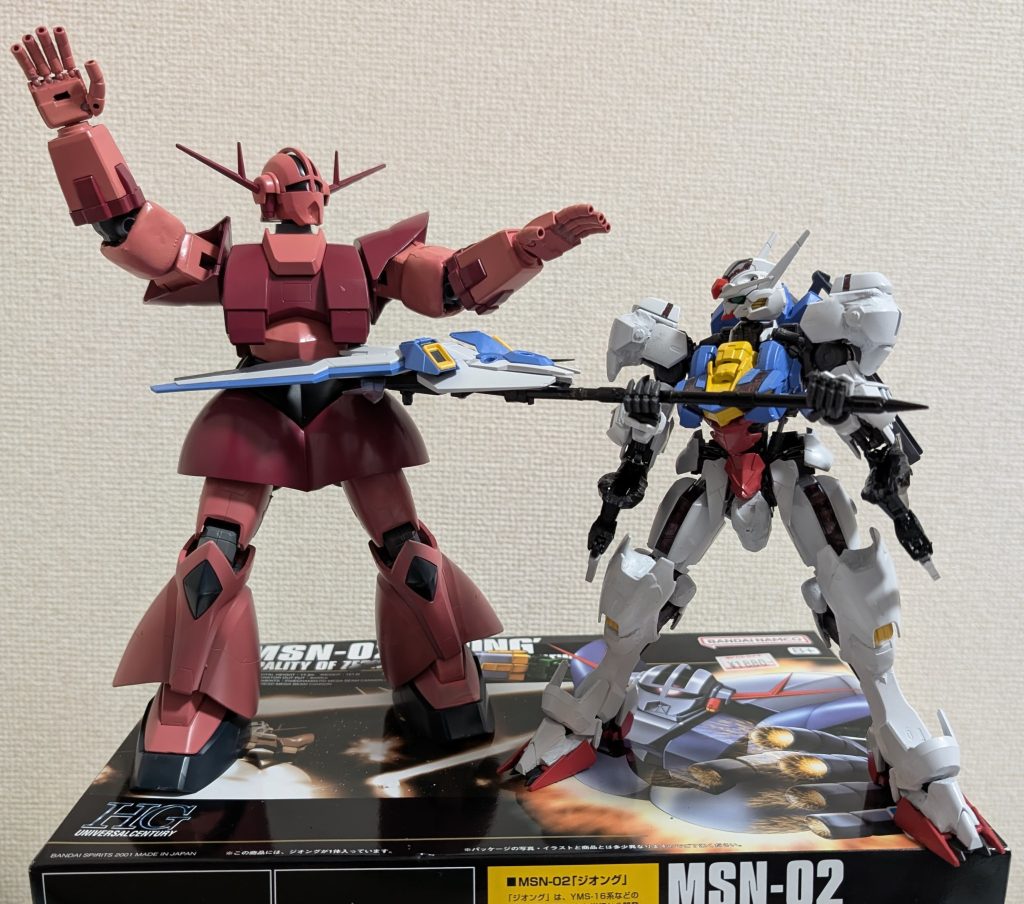 その時、不思議な奇跡が!「FMGガンダムベリアル」となり、Pジオングと同等の大きさになり、大逆転!!エスカッションメイスでPジオングを挟みこんだ!!以上「夢の対決」(茶番)でしたww