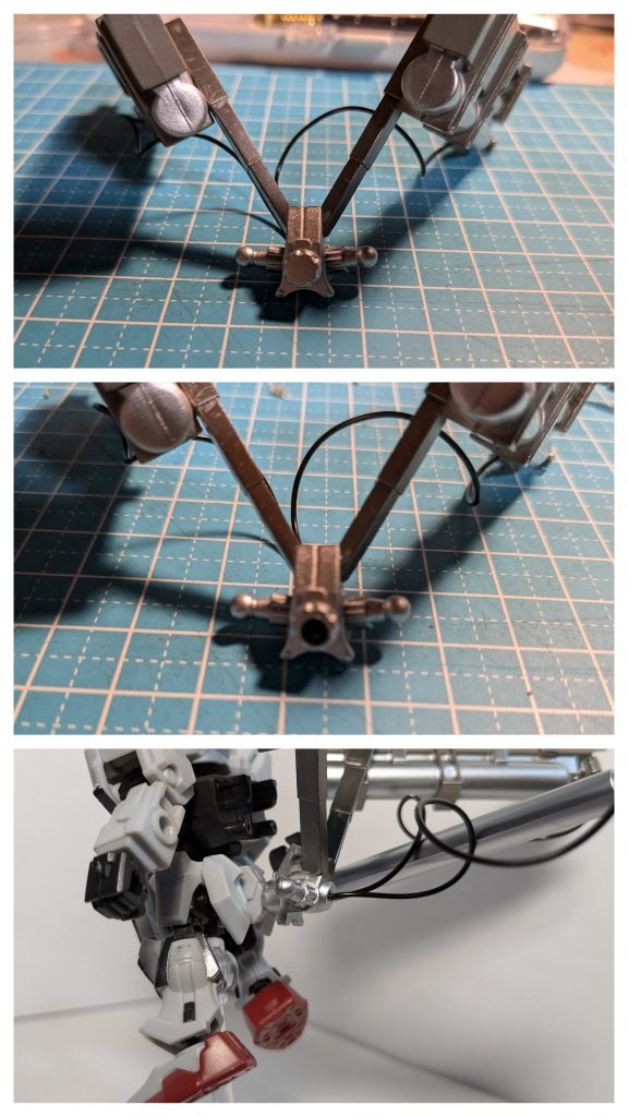 バックパックに穴を空け、腰のバズーカ取り付け穴に装備しました