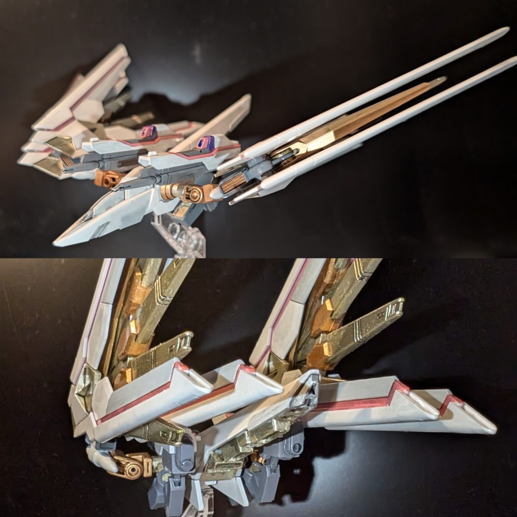 PDはライフルをアメストみたいにしたくて接続部を改造、角型スラスターつけたりしました。機首はインパルスから