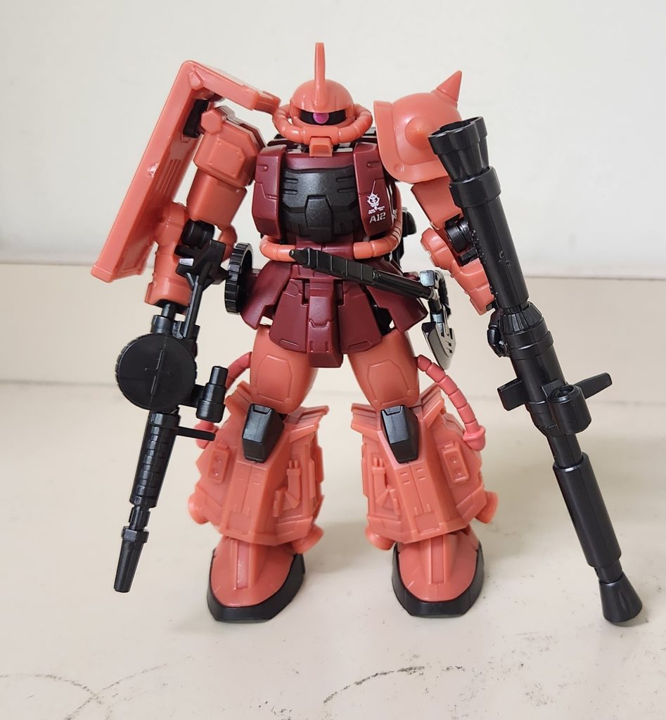 元の状態がこちらになります。Gフレームは元々ディテールも細かく、プロポーション、稼働域共に申し分ない素敵なキット(食玩)ですが、価格帯や食玩を考えると仕方ないことですが、少し玩具っぽいところが多いので、そこを簡単な作業で改修していきます。