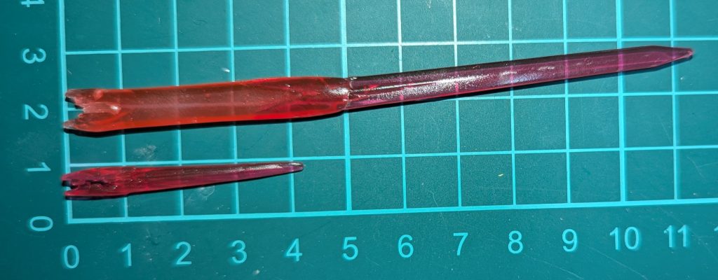 刃の結合部処理が上手く行かず段差が出ていますが延長出来ただけでも良しとします!(本当はヤスリで削り疲れたので諦めたのは秘密)