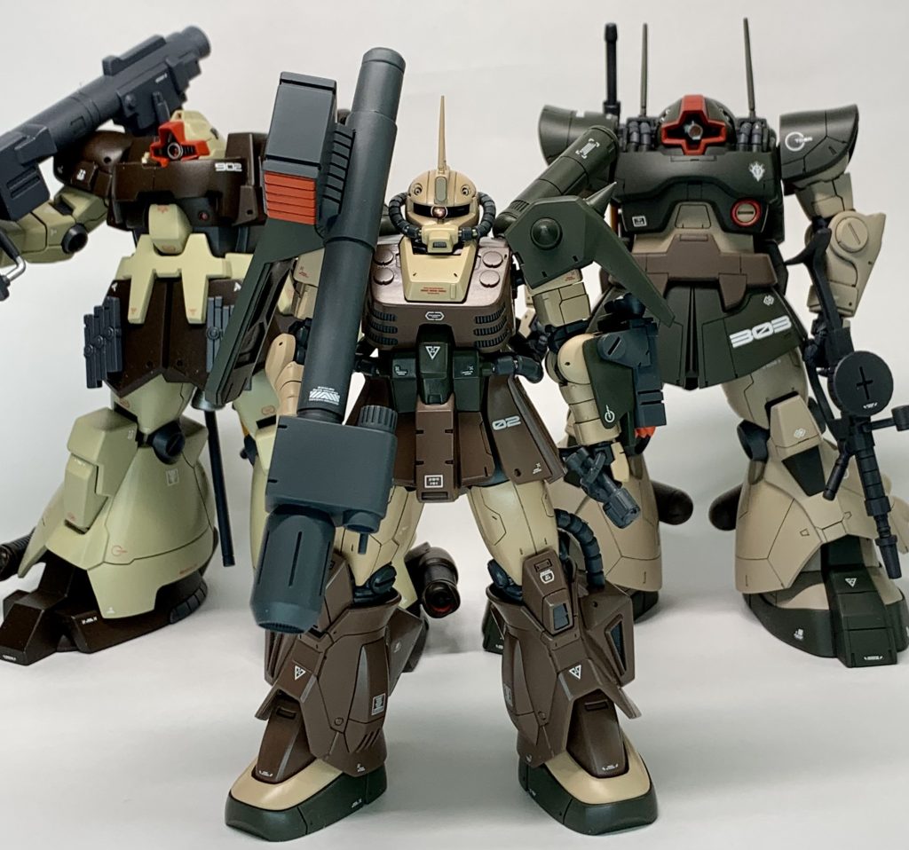 トリントン基地強襲砂漠チームの3体がやっと揃いました。ep4にはキット化されていない機体が多いので作り甲斐があります。