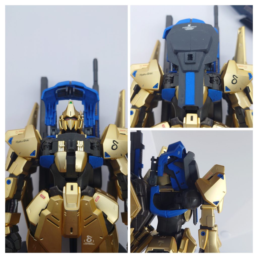 胸部パーツの可動はこんな感じカオ隠しシールドは胸部にはめ込んでるだけ横から見た時に顔面がまる見えにならないようにしてます