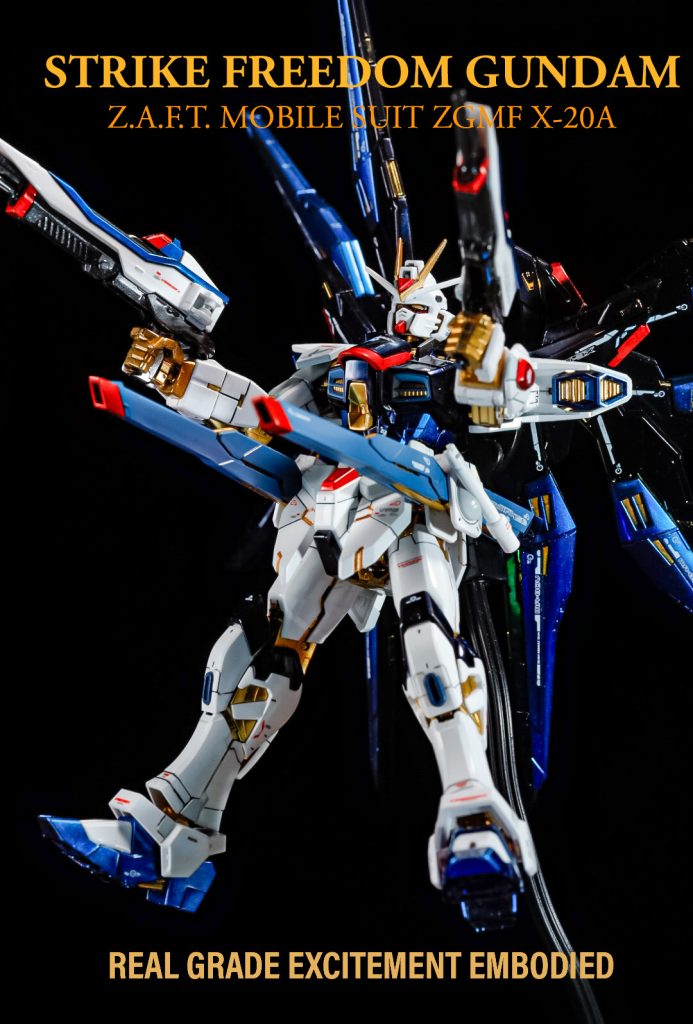 で、ストフリといえばこのポーズ。親の顔より見たフルバーストモード！😎とまあ色々とガシガシポーズを付けて撮影をと思っていたのですが、腰パーツだけじゃなく、足の内部フレームも骨折していた模様…（ーー；）（足の連動するパーツがあってそこが折れてたっぽい…）もうホントこのキット厄介ですね…