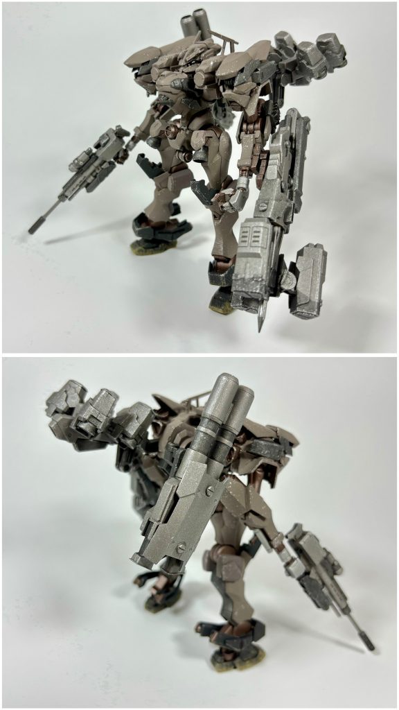 [ナイトフォール]真レイヴンの機体。全身ほぼローダー4で構成しつつ、頭部のみ片側3眼の特殊パーツで構成される機体。扱いやすいソングバードに高火力なとっつきの組み合わせに苦しめられた方も多いことでしょう(特に2週目以降のあの……)