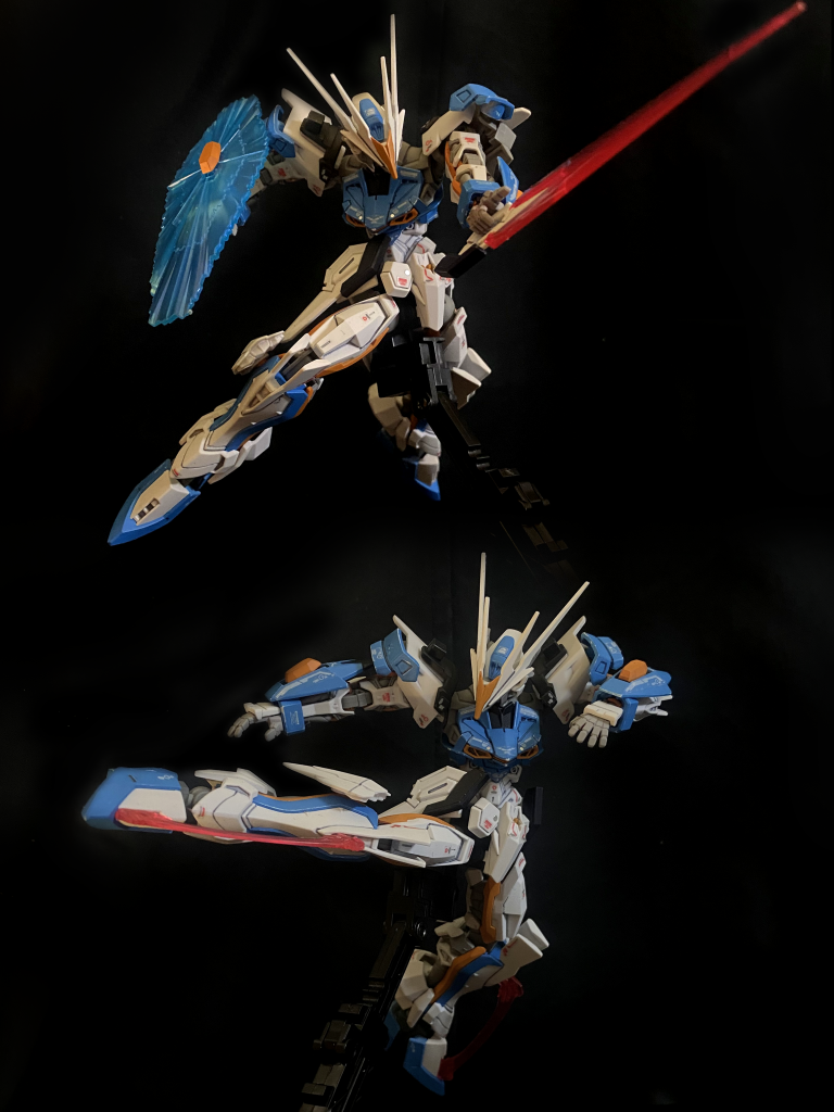 軽装でも。マイフリのビームシールドとイモジャのビームブーメランはそのまま使えます。膝部分をビーム発振部に見立て、つま先と合わせてビーム重斬脚も。