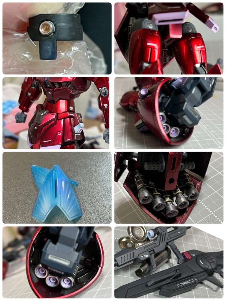 プロポーションは変更してません。各所塗り分けは丁寧に確実に。メタルパーツ 0.5mm〜1.5mmモノアイ Hアイズとメタルパーツスコープ部 3Dメタリックシール