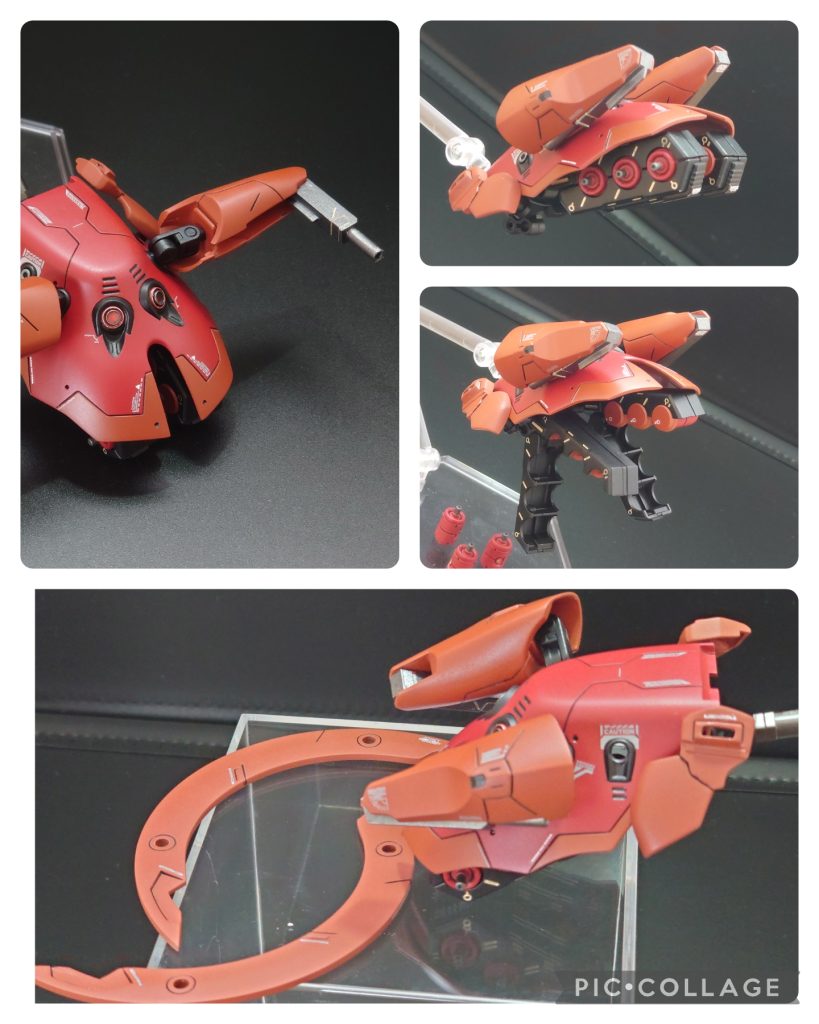 何パーツって言うんでしょ…裏側のタンクを外してファンネル追加おそらくウォーグレイモンの太ももパーツから収納可能な重火器制作細っい羽のような何か…