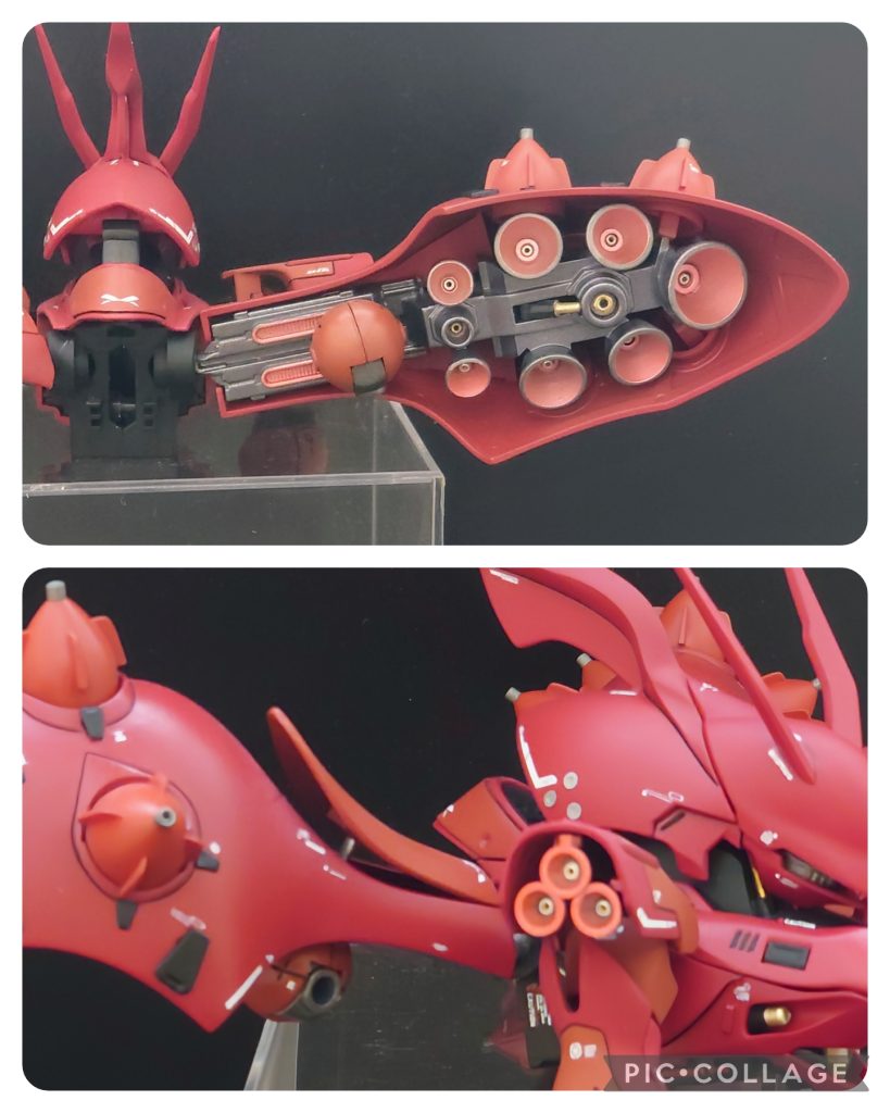 首や肩に真鍮線を仕込みバーニア内には100均ビーズ