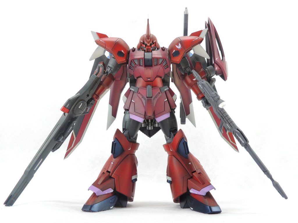 【正面】右手に試製35式改レールガン、左手にMMI-M6336E強化ビームライフルを備した状態です。