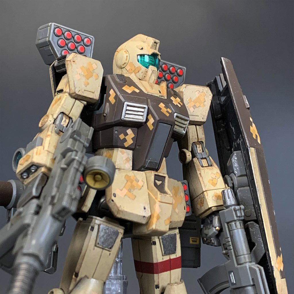 ジム 地上戦弾幕武装 RGM-79 GM HG 1/144 ジム (ショルダー・キャノン装備/ミサイルポッド装備)–2枚目/制作者:むいち