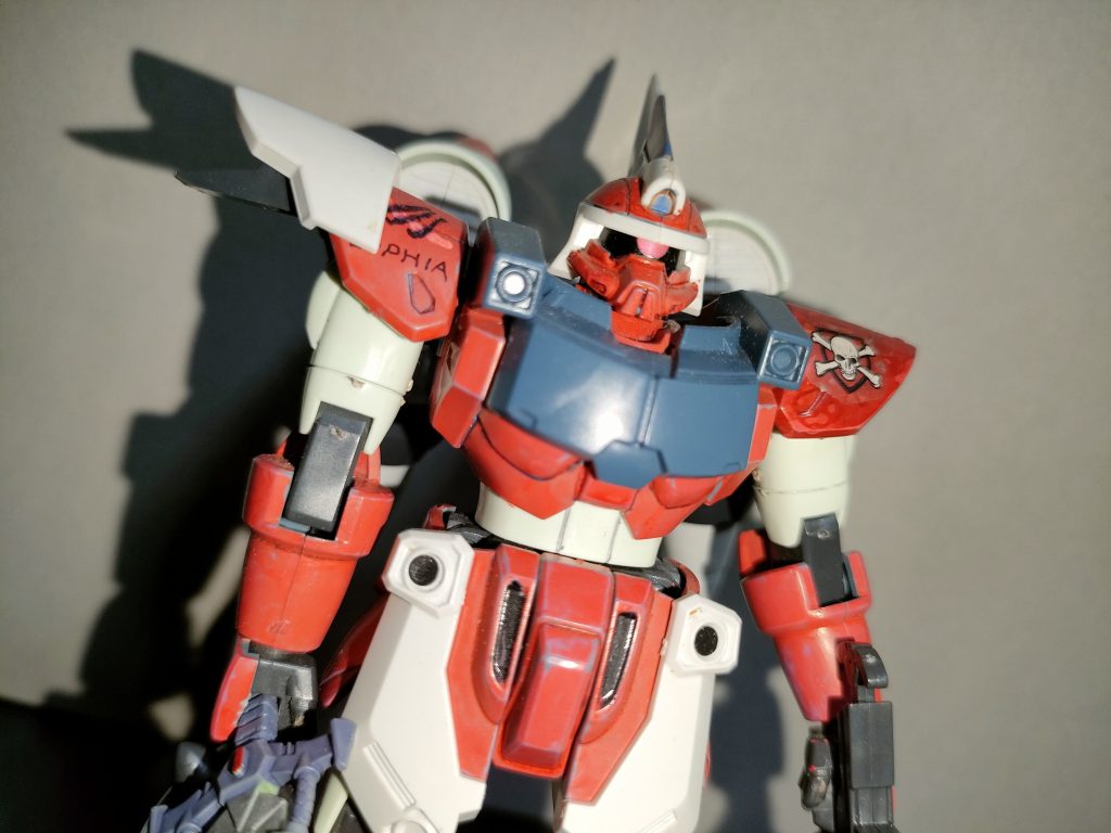 ジンハイマニューバーからパーツを拝借しているものの、一部行方不明なのは御愛嬌で…(zaku-kao4)