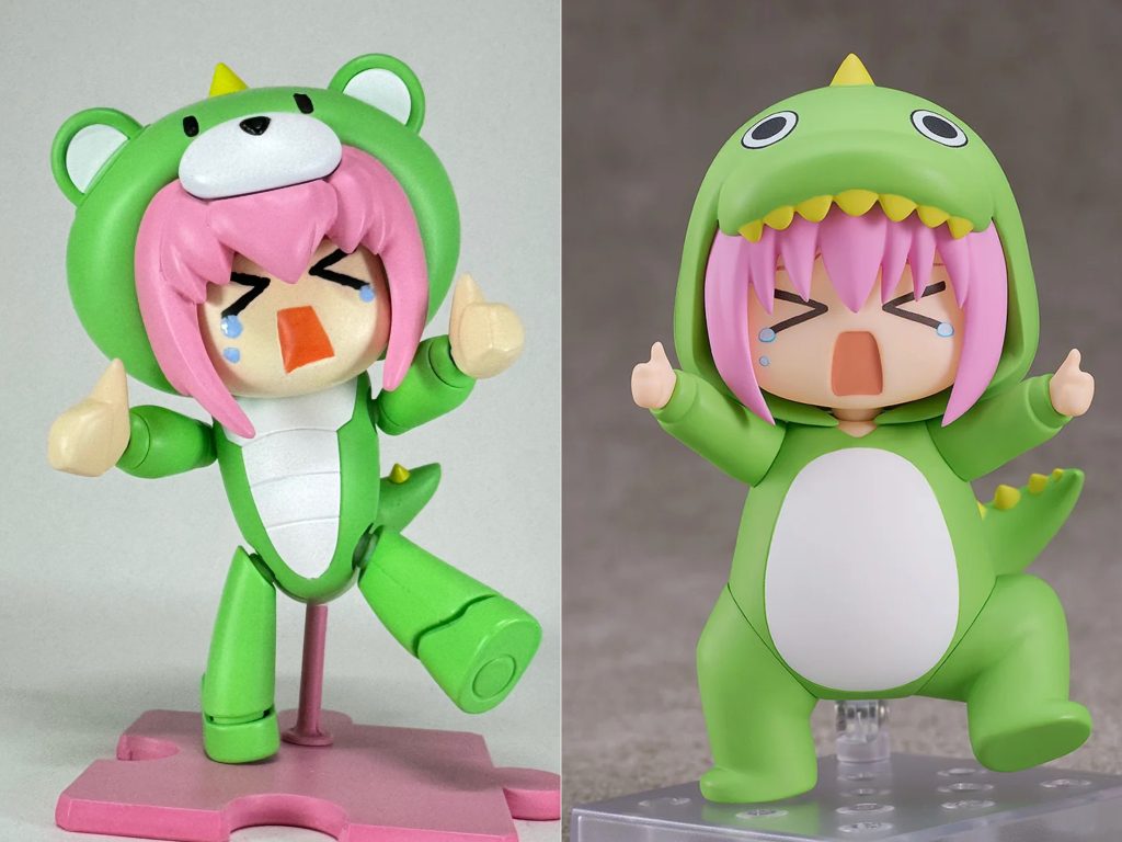 元ネタは漫画「ぼっち・ざ・ろっく！」でのアー写(アーティスト写真)撮影の回にて主人公 後藤ひとりが変身してしまう承認欲求モンスター。　9月発売予定のねんどろいどのデザインを参考にしています。ただ、元キットがプチッガイの着ぐるみを着ている設定デザインなので、承認欲求モンスター完全再現ではなく、プチッガイ寄りのデザインに仕上げました。決してプチッガイをモンスターに変えるのがめんどくさかったとかそういうのでは無い。断じて無いのだ！　　　