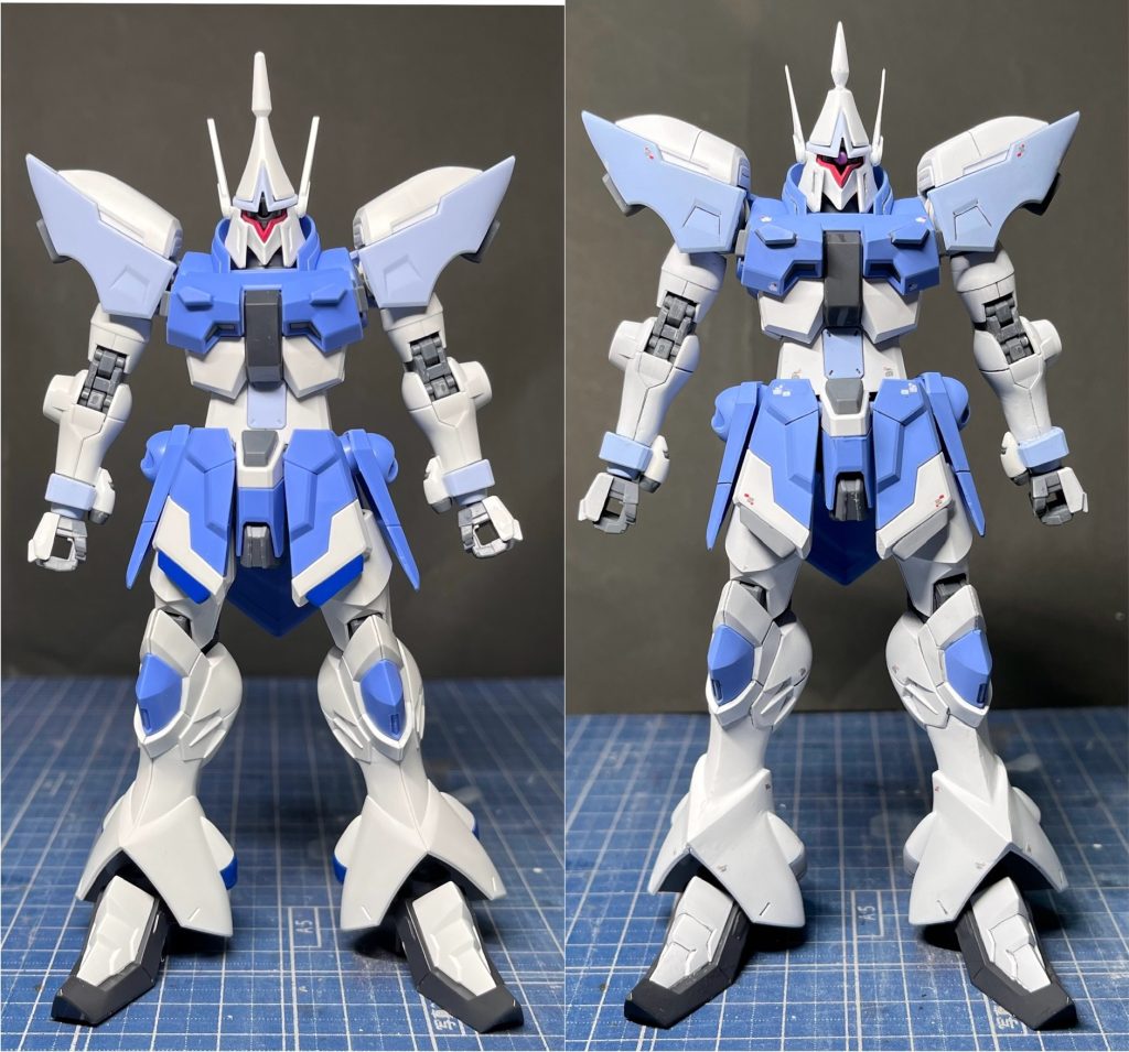 胴長な感じが好みじゃなかったので、自身初の工作。行き当たりばったりだったので正確な数字はわかりませんが、腕は上下で約4mm、脚は付け根と脛で合わせて約10mm延長、頭を2mm短縮しました。